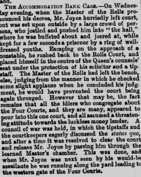 Notorious Moneylender Flees Four Courts to Escape Angry Crowd, 1879