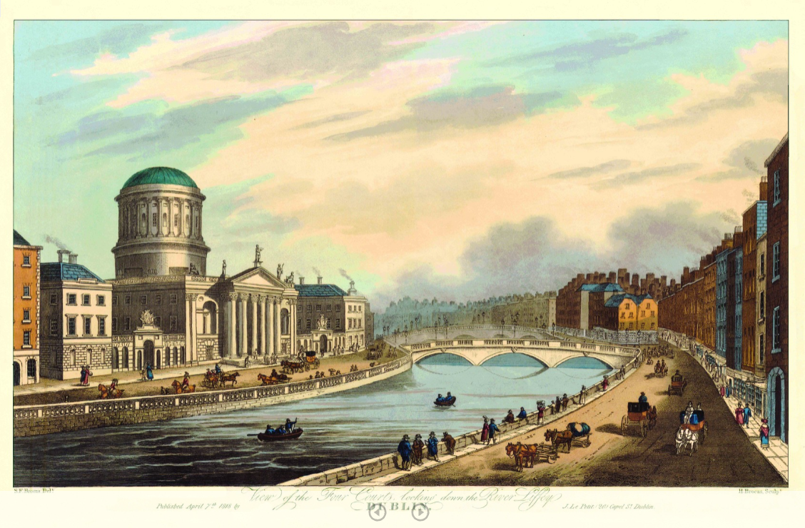 A View of the Four Courts by Brocas, c.1820